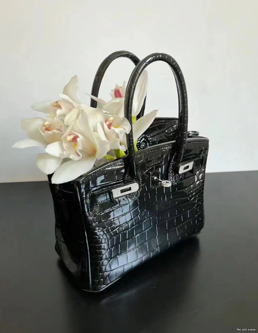 FLOWER BAG VASE BLACK BIRKIN 0815